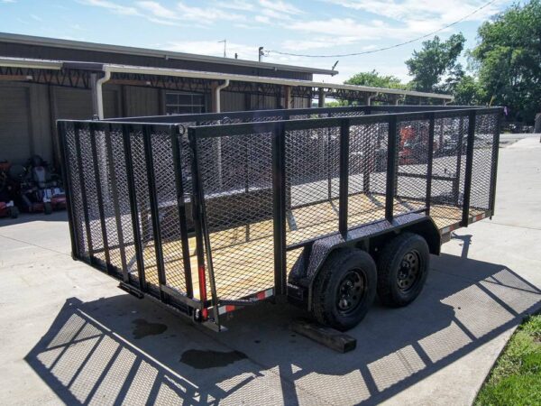 6.4x14 Straight Deck Utility Trailer 4ft Mesh Sides (2) 3500lb Axles - Image 6