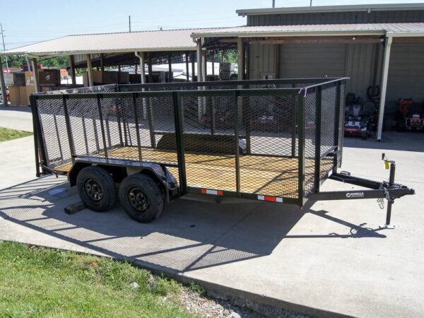 6.4x14 Straight Deck Utility Trailer 4ft Mesh Sides (2) 3500lb Axles - Image 8