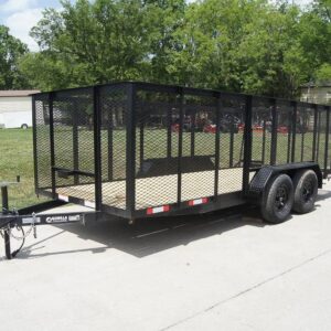 6.4x16 Utility Trailer Straight Deck with 4ft Mesh Sides Tandem Axle