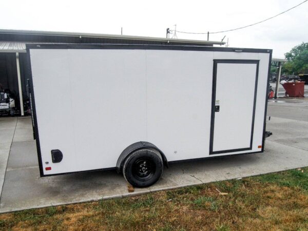 7x14 Enclosed Trailer White V-Nose Blackout Package 3,500lb Axle Storage - Image 5