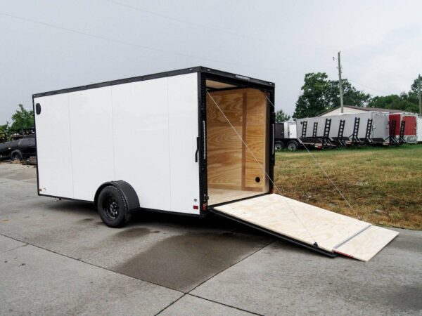 7x14 Enclosed Trailer White V-Nose Blackout Package 3,500lb Axle Storage - Image 12