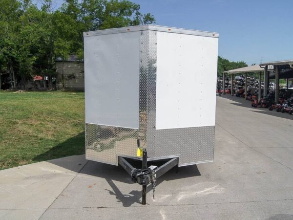 7x16 White V-Nose Enclosed Trailer with Elect Pkg (2) 3500lb Axle Storage - Image 9