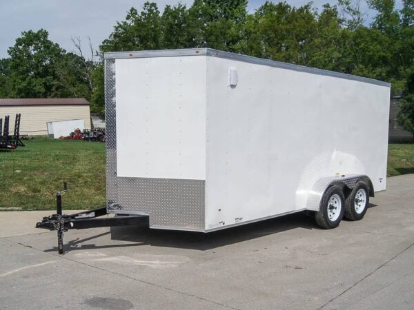 7x16 White V-Nose Enclosed Trailer with Elect Pkg (2) 3500lb Axle Storage - Image 4