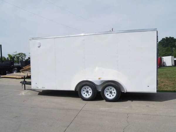 7x16 White V-Nose Enclosed Trailer with Elect Pkg (2) 3500lb Axle Storage - Image 5