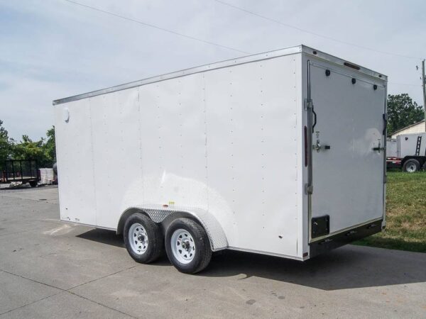 7x16 White V-Nose Enclosed Trailer with Elect Pkg (2) 3500lb Axle Storage - Image 6
