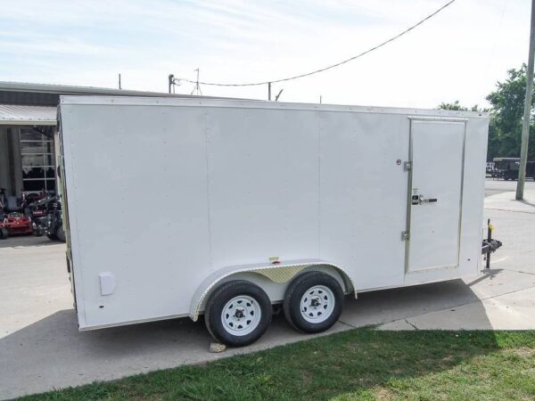 7x16 White V-Nose Enclosed Trailer with Elect Pkg (2) 3500lb Axle Storage - Image 8