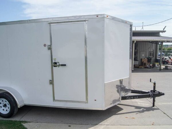 7x16 White V-Nose Enclosed Trailer with Elect Pkg (2) 3500lb Axle Storage - Image 2
