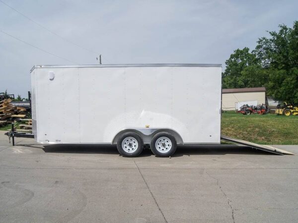 7x16 White V-Nose Enclosed Trailer with Elect Pkg (2) 3500lb Axle Storage - Image 11