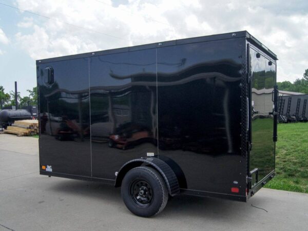 6x12 Enclosed Trailer Black V-Nose Blackout Package 3,500lb Axle Storage - Image 7