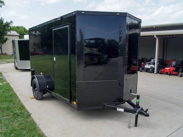 6x12 Enclosed Trailer Black V-Nose Blackout Package 3,500lb Axle Storage - Image 2