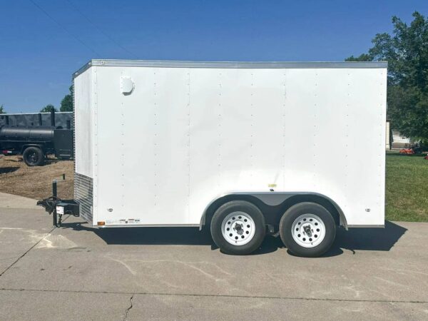 7x12 White V-Nose Enclosed Trailer (2) 3,500lb Axles Storage - Image 3