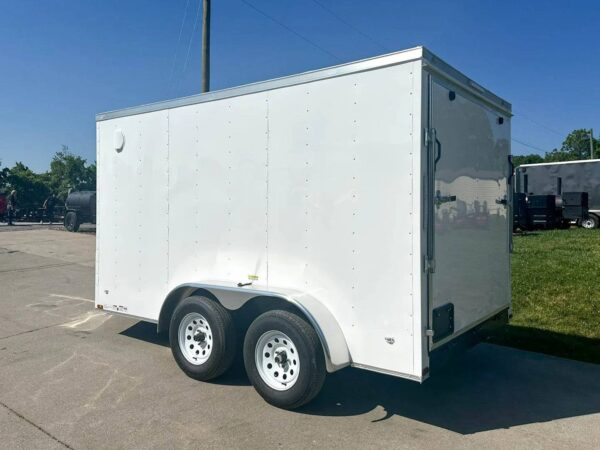 7x12 White V-Nose Enclosed Trailer (2) 3,500lb Axles Storage - Image 4