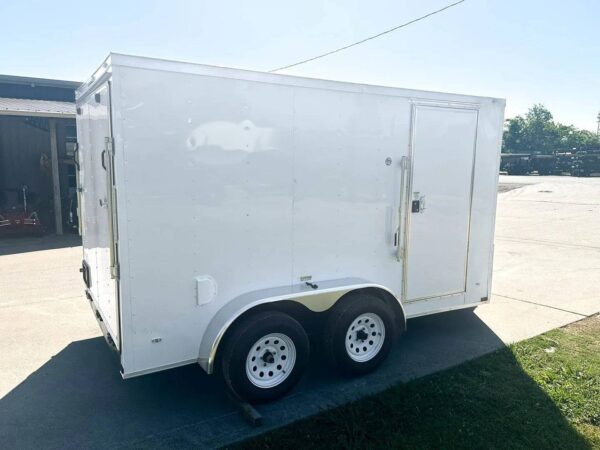 7x12 White V-Nose Enclosed Trailer (2) 3,500lb Axles Storage - Image 6