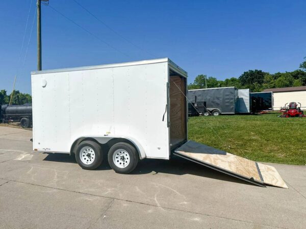 7x12 White V-Nose Enclosed Trailer (2) 3,500lb Axles Storage - Image 8