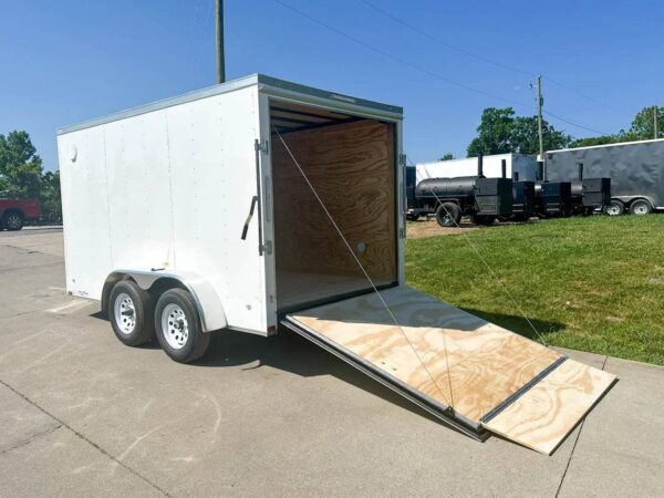 7x12 White V-Nose Enclosed Trailer (2) 3,500lb Axles Storage - Image 9