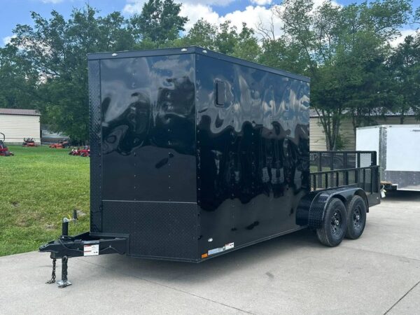7x18 Black with Blackout Hybrid Enclosed Trailer (2) 7K Axles Storage - Image 3
