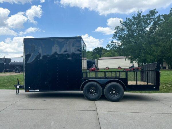 7x18 Black with Blackout Hybrid Enclosed Trailer (2) 7K Axles Storage - Image 5