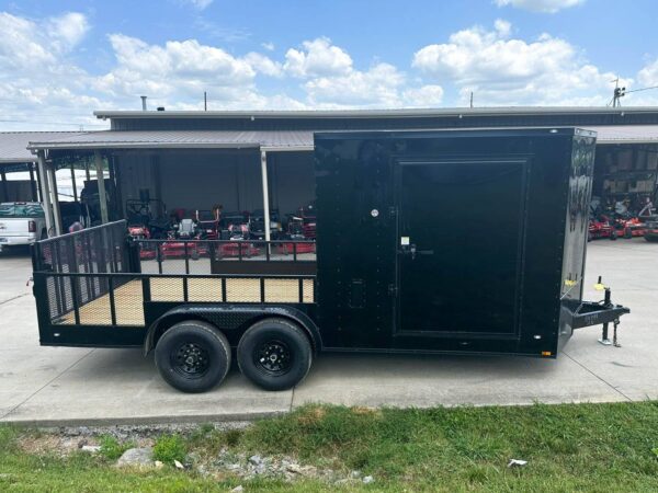 7x18 Black with Blackout Hybrid Enclosed Trailer (2) 7K Axles Storage - Image 9
