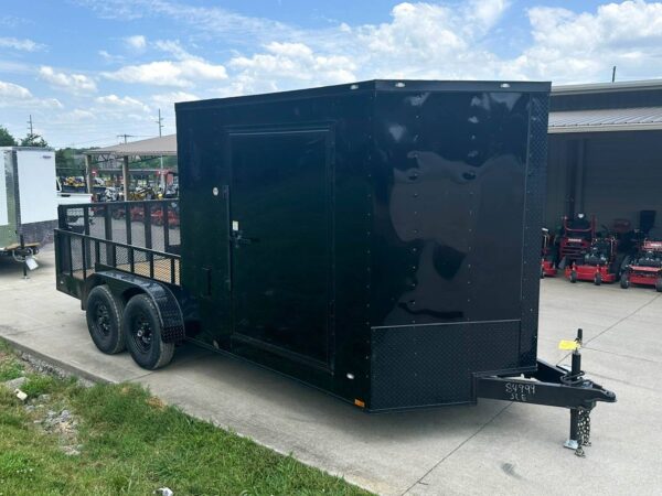 7x18 Black with Blackout Hybrid Enclosed Trailer (2) 7K Axles Storage - Image 4