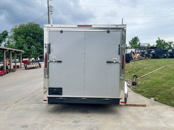 7x14 Enclosed V-Nose Trailer Silver with Ladder Racks (2) 3,500lb Axles Storage - Image 8