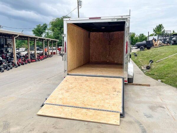 7x14 Enclosed V-Nose Trailer Silver with Ladder Racks (2) 3,500lb Axles Storage - Image 13