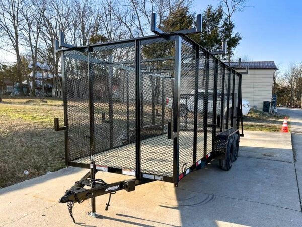 6.4x16 Straight Deck Utility Trailer 6ft Mesh Sides Ladder Racks (2) 3,500lb Axles - Image 2