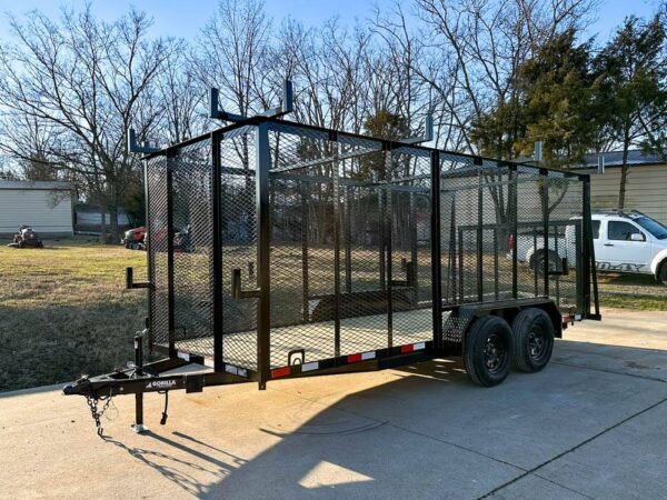 6.4x16 Straight Deck Utility Trailer 6ft Mesh Sides Ladder Racks (2) 3,500lb Axles - Image 3