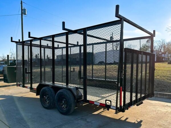 6.4x16 Straight Deck Utility Trailer 6ft Mesh Sides Ladder Racks (2) 3,500lb Axles - Image 4