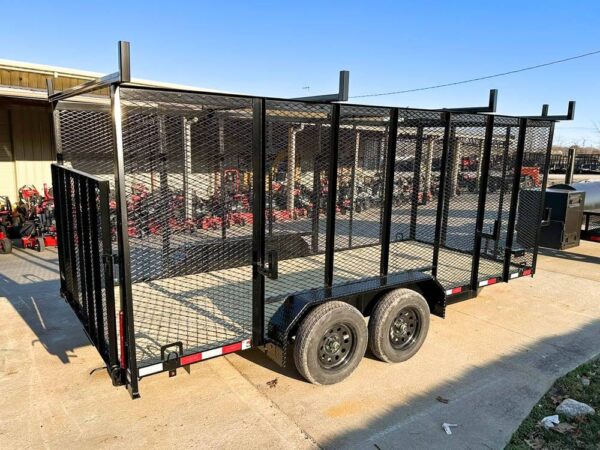 6.4x16 Straight Deck Utility Trailer 6ft Mesh Sides Ladder Racks (2) 3,500lb Axles - Image 6