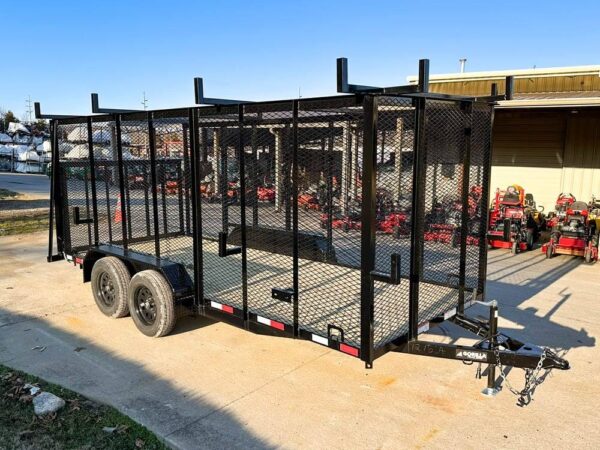 6.4x16 Straight Deck Utility Trailer 6ft Mesh Sides Ladder Racks (2) 3,500lb Axles
