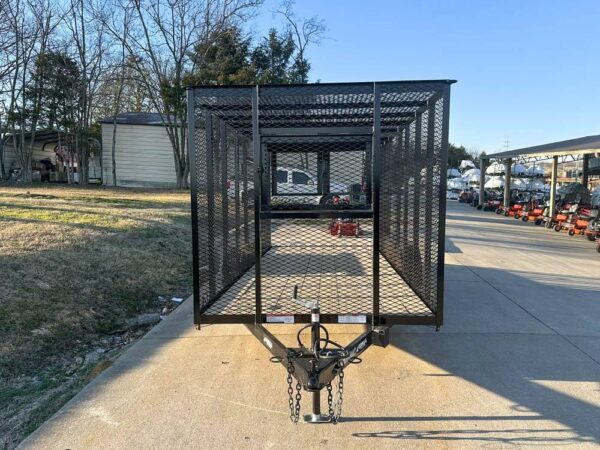 6.4x16 Straight Deck Utility Trailer 6ft Mesh Sides Roof (2) 3,500lb Axles - Image 2