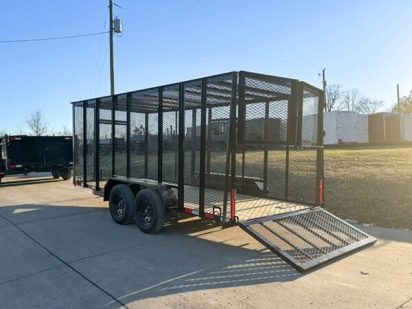 6.4x16 Straight Deck Utility Trailer 6ft Mesh Sides Roof (2) 3,500lb Axles - Image 3