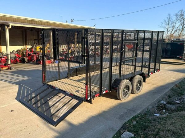 6.4x16 Straight Deck Utility Trailer 6ft Mesh Sides Roof (2) 3,500lb Axles - Image 5