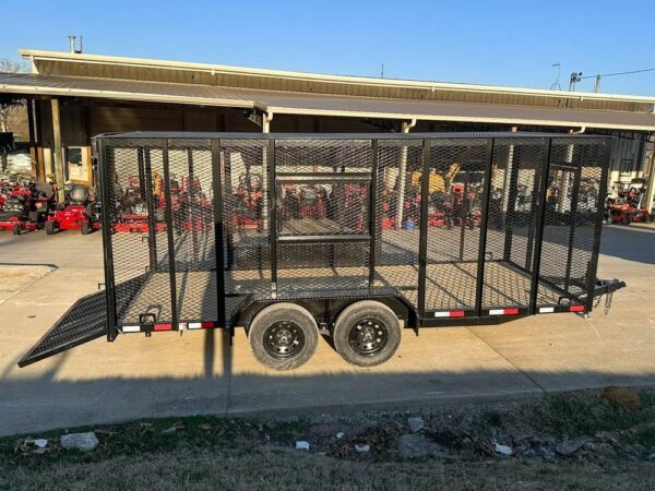 6.4x16 Straight Deck Utility Trailer 6ft Mesh Sides Roof (2) 3,500lb Axles - Image 6