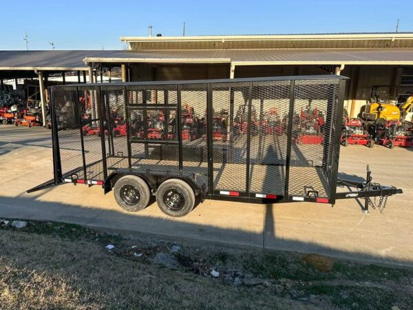 6.4x16 Straight Deck Utility Trailer 6ft Mesh Sides Roof (2) 3,500lb Axles - Image 7