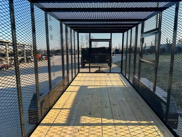 6.4x16 Straight Deck Utility Trailer 6ft Mesh Sides Roof (2) 3,500lb Axles - Image 16