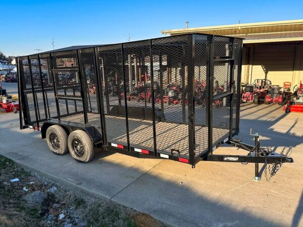 6.4x16 Straight Deck Utility Trailer 6ft Mesh Sides Roof (2) 3,500lb Axles - Image 20