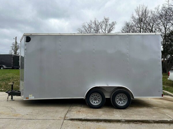 7x16 Silver V-Nose Enclosed Trailer (2) 3,500lb Axles 7ft Interior - Image 3