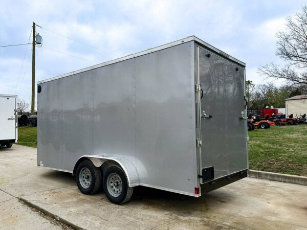 7x16 Silver V-Nose Enclosed Trailer (2) 3,500lb Axles 7ft Interior - Image 4