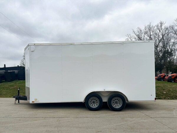 7x16 White V-Nose Enclosed Trailer (2) 3,500lb Axles 7ft Interior - Image 5