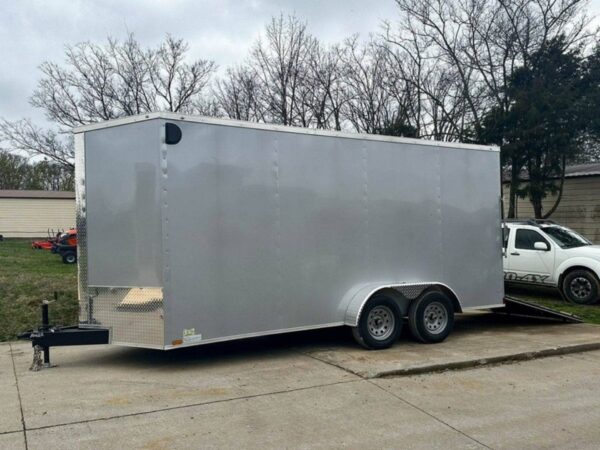 7x16 Silver V-Nose Enclosed Trailer (2) 3,500lb Axles 7ft Interior - Image 10