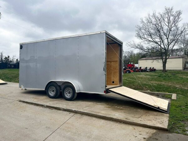 7x16 Silver V-Nose Enclosed Trailer (2) 3,500lb Axles 7ft Interior - Image 11
