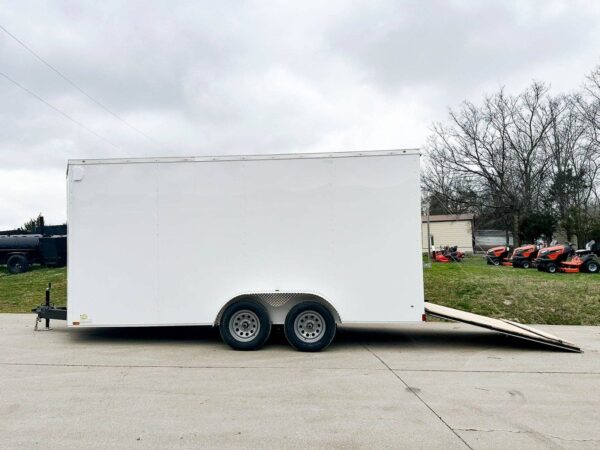 7x16 White V-Nose Enclosed Trailer (2) 3,500lb Axles 7ft Interior - Image 3