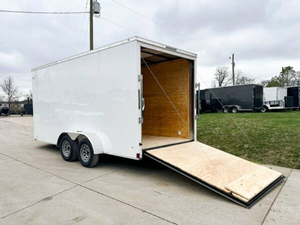 7x16 White V-Nose Enclosed Trailer (2) 3,500lb Axles 7ft Interior - Image 7