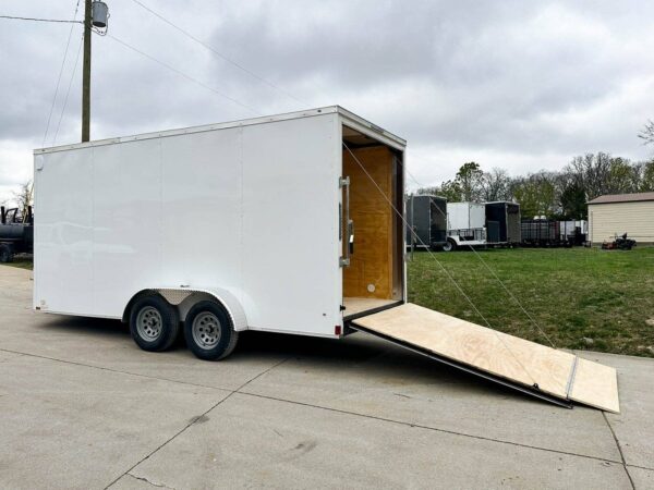7x16 White V-Nose Enclosed Trailer (2) 3,500lb Axles 7ft Interior - Image 8