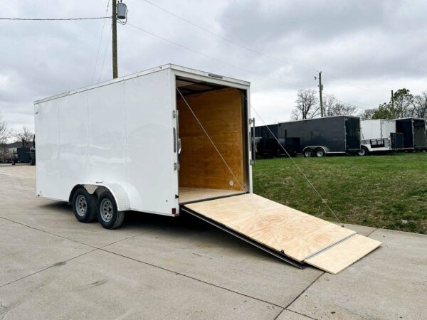 7x16 White V-Nose Enclosed Trailer (2) 3,500lb Axles 7ft Interior - Image 9
