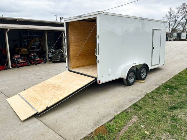 7x16 White V-Nose Enclosed Trailer (2) 3,500lb Axles 7ft Interior - Image 12