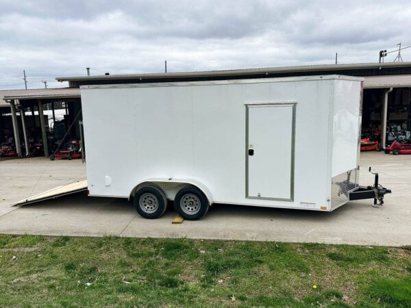7x16 White V-Nose Enclosed Trailer (2) 3,500lb Axles 7ft Interior - Image 13