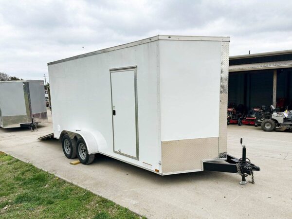 7x16 White V-Nose Enclosed Trailer (2) 3,500lb Axles 7ft Interior - Image 14
