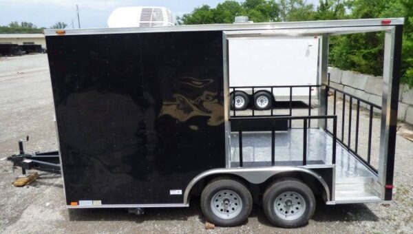 8.5' x 14' Black Concession BBQ Food Event Catering Trailer - Image 12